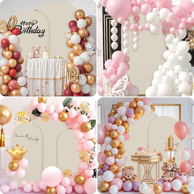 6.6FT Wedding Arch Covers Arch Backdrop Cover Arch Stand Covers Set Arch Cover Spandex Fabric Stretchy Backdrop for Wedding Birthday Party Decoration Baby Shower (Off-White)