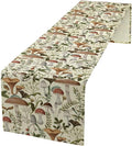 Mushroom Table Runner,Vintage Forest Flower Plant Print Table Runner for Kitchen Dining Table Home Party Decoration 13x60 Inch