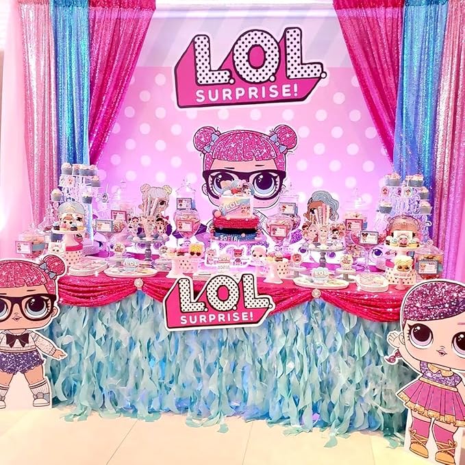 Backdrop Curtains Blush Pink Sequin Photo Curtain 6 Panels 2ftx8ft Glitter Birthday Wedding Engagement Baby Shower