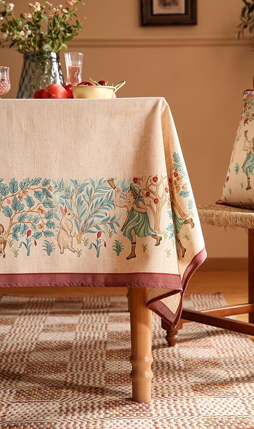 patdrea Designer Vintage French Square Tablecloth,Breathable Anti-Wrinkle Linen Trees Pattern Table Cloth,Decoration Table Cover for Kitchen Dining Christmas,Thanksgiving,67"x67"-Tatiana D