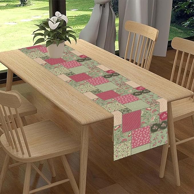 Boho Patchwork Table Runner, Vintage Farmhouse Colorful Wildflowers Bohemian Paisley Flower Print Table Center Decor for Home Kitchen Dining Patio Holiday Party Table Decorations, 13"x72" Inch