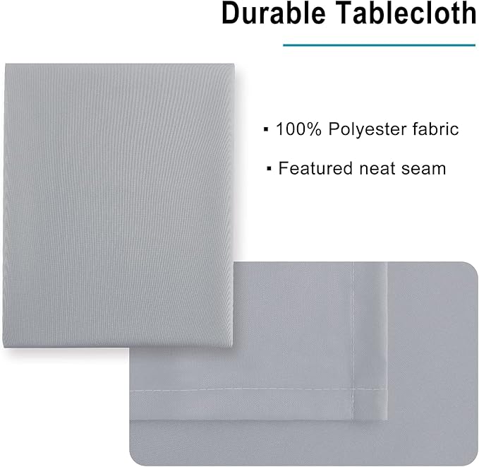 Hiasan Silver Grey Square Tablecloth - Waterproof and Spillproof Washable Fabric Table Cloth for Dining Room Kitchen Party and Outdoor, 70 x 70 Inch