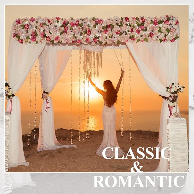 Wedding Arch Draping Fabric 3 Panels 30" x 32 ft White Wedding Arch Drapes for Ceremony Chiffon Fabric Drapes Arbor Drapery Decorations for Reception Sheer Backdrop Curtains for Party Ceremony