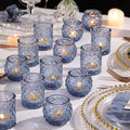 12pcs Assorted Blue Votive Candle Holders, Tea Lights Candle Holder for Wedding Decor, Blue Candle Holders for Table Centerpiece, Bridal Shower, Baby Shower Decorations