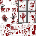 Halloween Window-Clings-Decorations Bloody-Handprint-Footprint Stickers, Scary Halloween Party Indoor/Outdoor Decoration, for Windows, Car - 12 Sheets