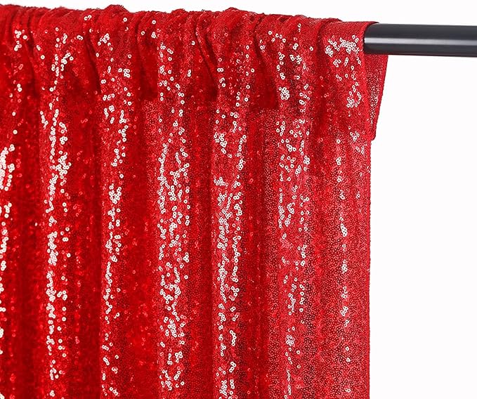 JYFLZQ Red Sequin Backdrop Curtains 4ft x 6.5ft 1 Panel Glitter Photo Booth Backdrops Sparkly Photography Background Drapes for Parties Wedding Bridal Showers