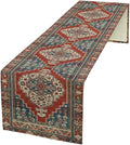 Boho Floral Vintage Table Runner, Red Blue Retro Flower Rustic Country Farmhouse Pattern for Home Kitchen Table Decor Dining Coffee Room Party Decor 13x36in