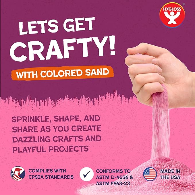 Hygloss Colored Sand for Crafts – 1 lb Bottle, Light Blue – Vibrant Colorful Fine Sensory Play Sand Art Kits for Kids – Classroom Activities for Children 3 4 5 6 7 8 9 10 11 12 – Safe for Ages 3+