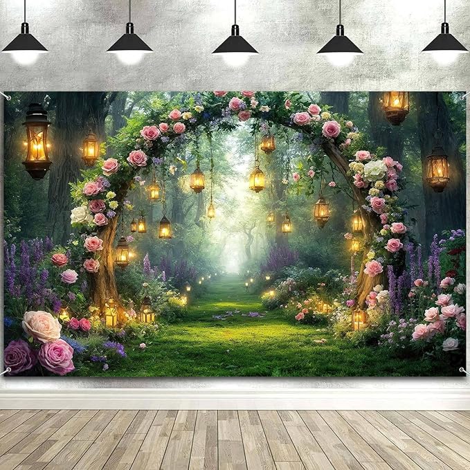 9x6ft Purple Flower Wedding Photography Backdrop Lavender Floral Wedding Bridal Photography Backdrop Anniversary Birthday Baby Shower Girl Party Banner Photo Booth Props Background Wall Decor