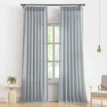 Vision Home Blue Grey Pinch Pleated Semi Sheer Curtains Textured Linen Blended Light Filtering Window Curtains 108 inch for Living Room Bedroom Pinch Pleat Drapes with Hooks 2 Panels 9ft 40" Wx108 L
