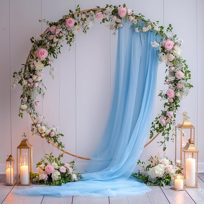 Wedding Arch Draping Fabric 6 Panels 28.7" x 20FT Dusty Blue Sheer Chiffon Backdrop Drapes for Wedding Ceremony Birthday Party Bridal Shower Outdoor Decoration