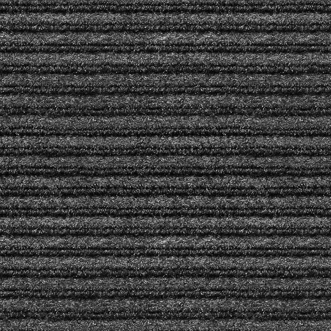 House, Home and More Indoor Outdoor Double-Ribbed Carpet Runner with Skid-Resistant Rubber Backing - Smokey Black - 3 Feet x 15 Feet