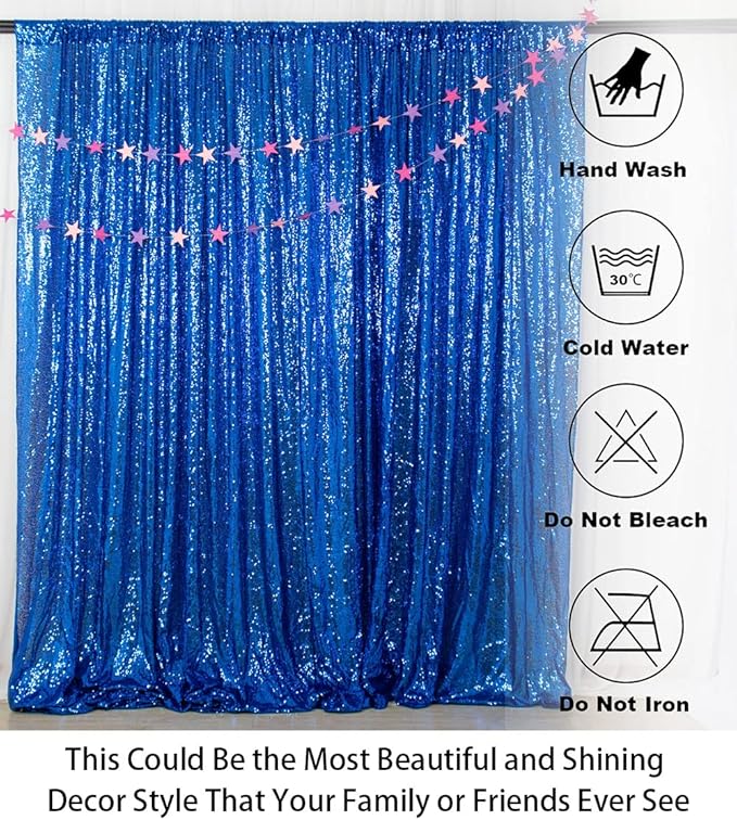 ShinyBeauty 20ftx10ft Sequins Fabric Backdrop Curtain-Royal Blue