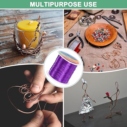 0.4mm Jewelry Wire, 26 Gauge 328FT Craft Wire Copper Beading Wire for Jewelry Making/Planting/Weaving/DIY Crafting, Soft Metal Wires [100M, Purple]