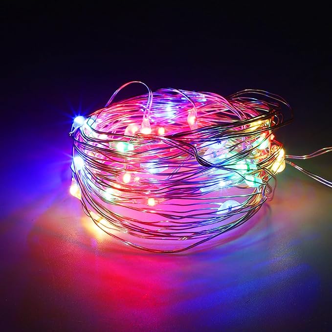WATERGLIDE 12 Pack Colorful Fairy Lights Battery Operated (Included), 7 ft 20 LED Mini String Lights, Waterproof Silver Wire Firefly Starry Light for DIY Wedding Christmas Party Mason Jars Decor