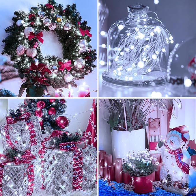 6 Pack Fairy Lights Battery Operated - 7ft 20 Led Twinkle Lights 3 Modes, Bulk Mini String Lights Waterproof for Mason Jars Vases DIY Party Wedding-Warm White & Cold White