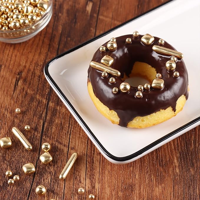 Gold Sprinkles for Cake Decorating, Gold Pearl Sugar Cupcake, Cookies, Ice Cream Toppings, 7 Ounces Cake Decorationss Baking, Perfect for Wedding Shower, New Year’S Eve