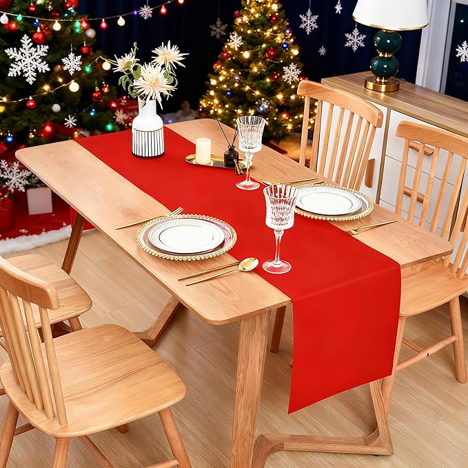 Farmhouse Red Table Runner Dining Table Runners 90 Inches Long Coffee Table Runner for Dresser Living Room Bedroom Holiday Party Banquet 12X90 Inch