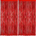 2Pack Red Foil Fringe Curtain, Glitter Red Metallic Tinsel Foil Fringe Curtains Photo Booth Backdrop for Birthday Party, Door Streamers for Wedding Bridal Shower Bachelorette Xmas Party Decorations