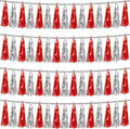 4P Red Silver Foil Fringe Metallic Tassel Streamers Banner Tassel Garland for Parade Floats, Graduation, Wedding, Birthday, Halloween, Christmas, Bridal/Baby Shower Party Decorations