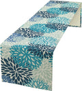 Floral Table Runner,Blue Flowers Print Spring Summer Table Cloth Kitchen Dining Table Home Party Decoration 13x36 Inch