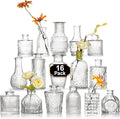 Arme 16Pcs Glass Bud Vase Set，Small Flower Vase for Centerpieces，Clear Bud Vases in Bulk， Mini Vintage Vase for Rustic Wedding Decorations