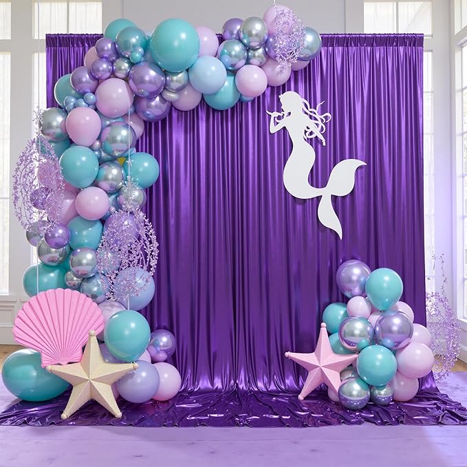 gogoparti 20x10FT Purple Sequin Backdrop Curtain - 4 Panels of 5x10FT Wrinkle-Free Glitter Drapes for Photography, Birthdays, Weddings & Graduations