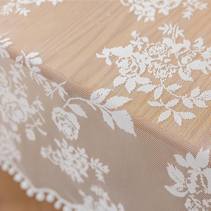Jayla White Lace Tablecloth for Rectangular Tables, Vintage Style Wedding Table Cloths for Reception, Baby Shower, Birthday Party, Formal Dining, Dinner Parties 54 X 108 Inches