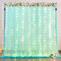 Sage Green Tulle Backdrop Curtains with Lights String for Parites 10x8ft Sheer Backdrop Curtains Drapes for Birthday Party Bridal Shower Baby Shower Christmas Wall Photo Booth Background Decorations