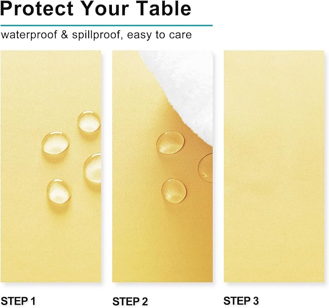 Hiasan Light Yellow Tablecloth Square - Waterproof and Wrinklr Resistant Washable Polyester Fabric Table Cloth for Dining Room and Outdoor Use, 30 x 30 Inch