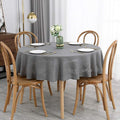 maxmill Lux Faux Linen Tablecloth with Slubby Texture Wrinkle Resistant Anti-Shrink Soft Table Cloth for Kitchen Dining Restaurant Tabletop for Event Holiday Dinner Round 70 Inch Neutral Gray