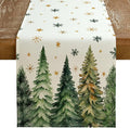 GEEORY Christmas Table Runner 13x72 Inch, Xmas Tees Snowflakes Holiday Decorative Farmhouse Table Decoration for Kitchen Dinning, Indoor Outdoor Dinner Party Decor (Light Green) GT166-72