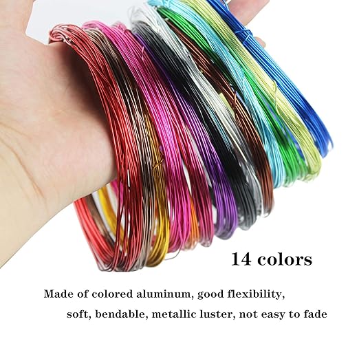14 Rolls Colored Aluminum Craft Wire, 459 Feet 1mm Flexible Metal Artistic Floral Jewelry Beading Wire for DIY Jewelry Craft Making, Each Roll 32.8 Feet, 14 Colors