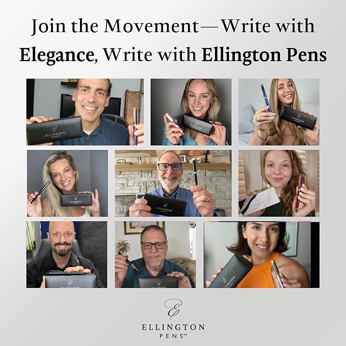 Ellington Pens Luxury Fountain Pen Set- Fountain Pens for Writing - Smooth Extra Fine Nib - Includes Refillable Ink Converter, 3 Ink Cartridges [Black & Blue], Gift Box - Elegant Calligraphy