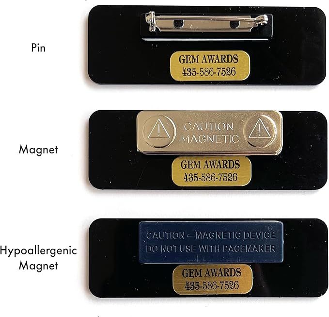 Custom Name Tags - Full Color Logo Name Tags - Scratch Resistant Metal Front & Hard Plastic Back (1x3 Inch, White)