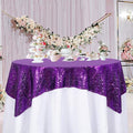 ShinyBeauty Sequin Tablecloth - Square 54x54-Inch Purple Glitter Tablecloth for Round Table - Wedding & Party