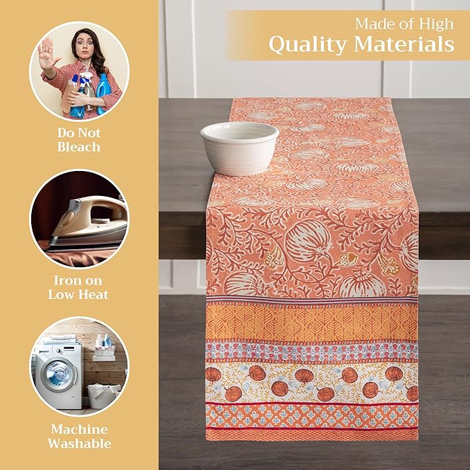Maison d' Hermine Table Runner 100% Cotton Double Layer Table Runners 72 inches Long for Thanksgiving Christmas Decorations Home Kitchen Dining Party Wedding (Harvest Festival, 14.5" x 72")
