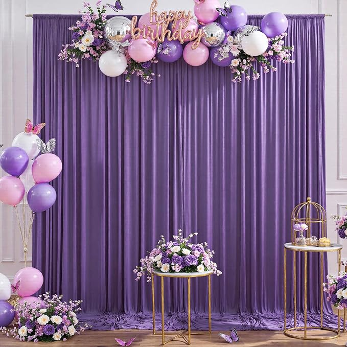 30ftx10ft Purple Backdrop Curtains for Party Background, Wrinkle Free Purple Photo Backdrop Drapes 6 Panels Back Drop Cloth for Wedding Birthday Photography Baby Shower Decor