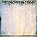 White Tulle Backdrop Curtain with Lights String for Parties Wedding Bridal Shower Sheer White Curtain Backdrop for Birthday Baby Shower Photo Booth Photography Background Decorations 20ft x 10ft