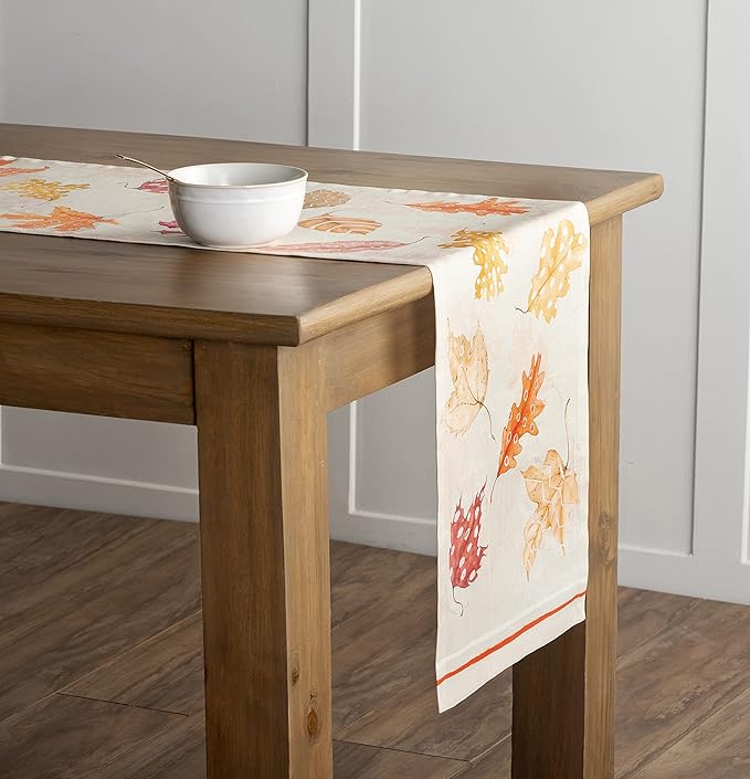 Maison d' Hermine Table Runner 100% Cotton Single Layer Table Runners 108 inches Long for Thanksgiving Christmas Decorations Home Kitchen Dining Party Wedding (Colours of Autumn, 14.5" x 108")