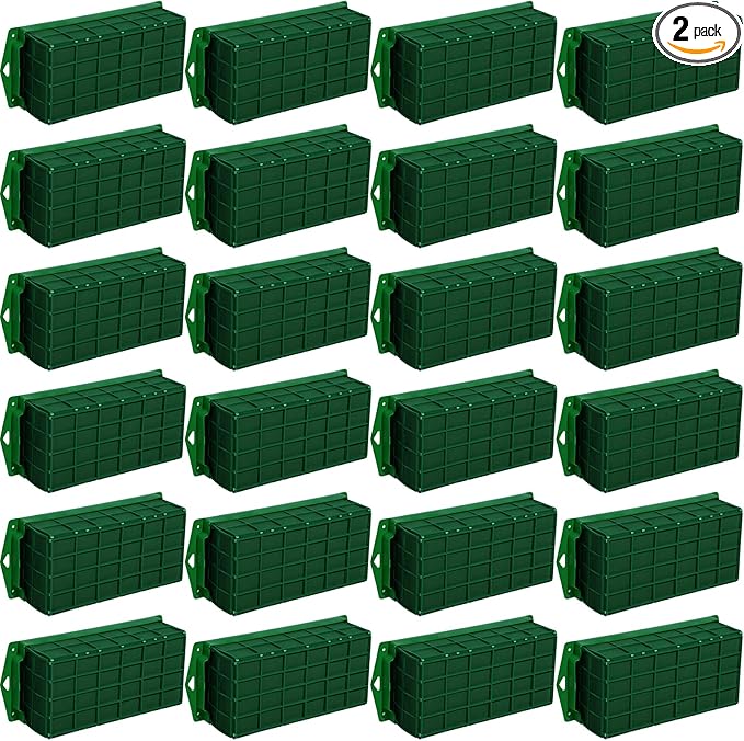 Boao 2 Pieces Floral Foam Cage Holder with Floral Foam for Fresh Flowers Cage Bowl for Table Centerpiece Flower Arrangement, Rectangle, 11.8 x 4.7 x 3.1 Inch