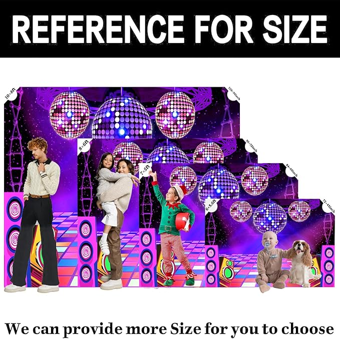 Dance Party Backdrop Retro 80s 90s Theme Stage Dance Ball Music Birthday Party Decoration DJ Photography Background 8 x 6 ft for Baby Shower Picture Photo Shoot Polyester Fabric,Purple