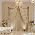 40×12 ft Wrinkle Free Beige Backdrop Curtain for Weddings Parties, 8 Panels 12ft Silky Polyester Wedding Drapes Backdrop Photo Back Drop Cloth for Birthday Baby Shower Photography Backgrounds
