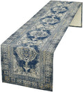 Vintage Boho Floral Table Runner, Rustic Country Farmhouse Blue Teal Retro Flower Pattern for Home Kitchen Table Decor Dining Coffee Room Party Decor 13x36in