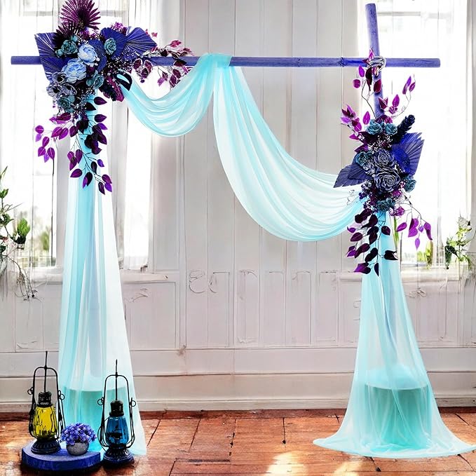MDS Halloween Chiffon Draping Fabric - 1 Panel, 30" Wide x 40ft Long - Sheer Spooky Arbor & Canopy Drapery for Haunted House Backdrops, Party Ceilings, DIY Costumes & Themed Events - Teal