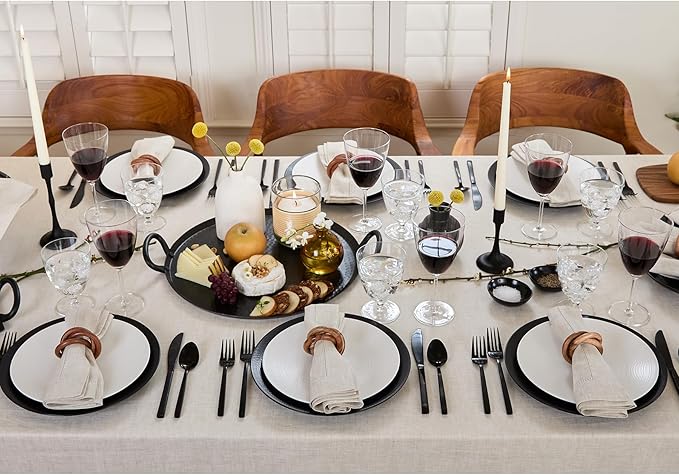 Solino Home Linen Light Natural Tablecloth 60 x 120 Inch - Classic Hemstitch, 100% Pure Linen Rectangular Tablecloth - Machine Washable Table Cloth for Fall, Autumn, Thanksgiving, Christmas, Holiday
