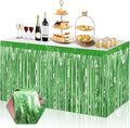 3 Pack 29x108 Inch Light Green Foil Fringe Table Skirts Metallic Banner for Tinsel Streamer Garland Backdrop for Parade Floats Wedding Thanksgiving Birthday Christmas Halloween Party Decoration