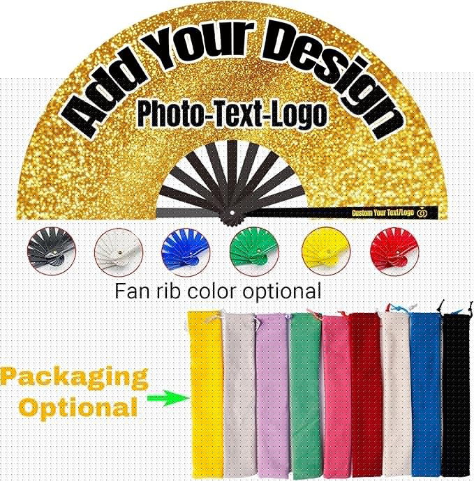 Custom Fans with Your Photo/Text - Personalized Folding Hand Fan for Line Dancing, Weddings, Parties | Decorative Gift for Women, Church Events & Dance Performances (1, 13 Inch)