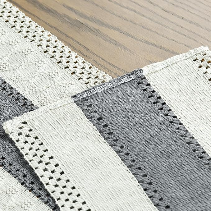 Artoid Mode Dark Grey Farmhouse Rustic Table Runner, Seasonal Holiday Hollow Kitchen Dining Table Decoration for Home Party Decor 12x120 Inch