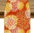 Yellow Floral Table Runner, Chrysanthemum Autumn Spring Summer Vintage Modern Linen Geometric Table Runner for Kitchen Living Room Bedroom Party Holiday, 13x36 Inch